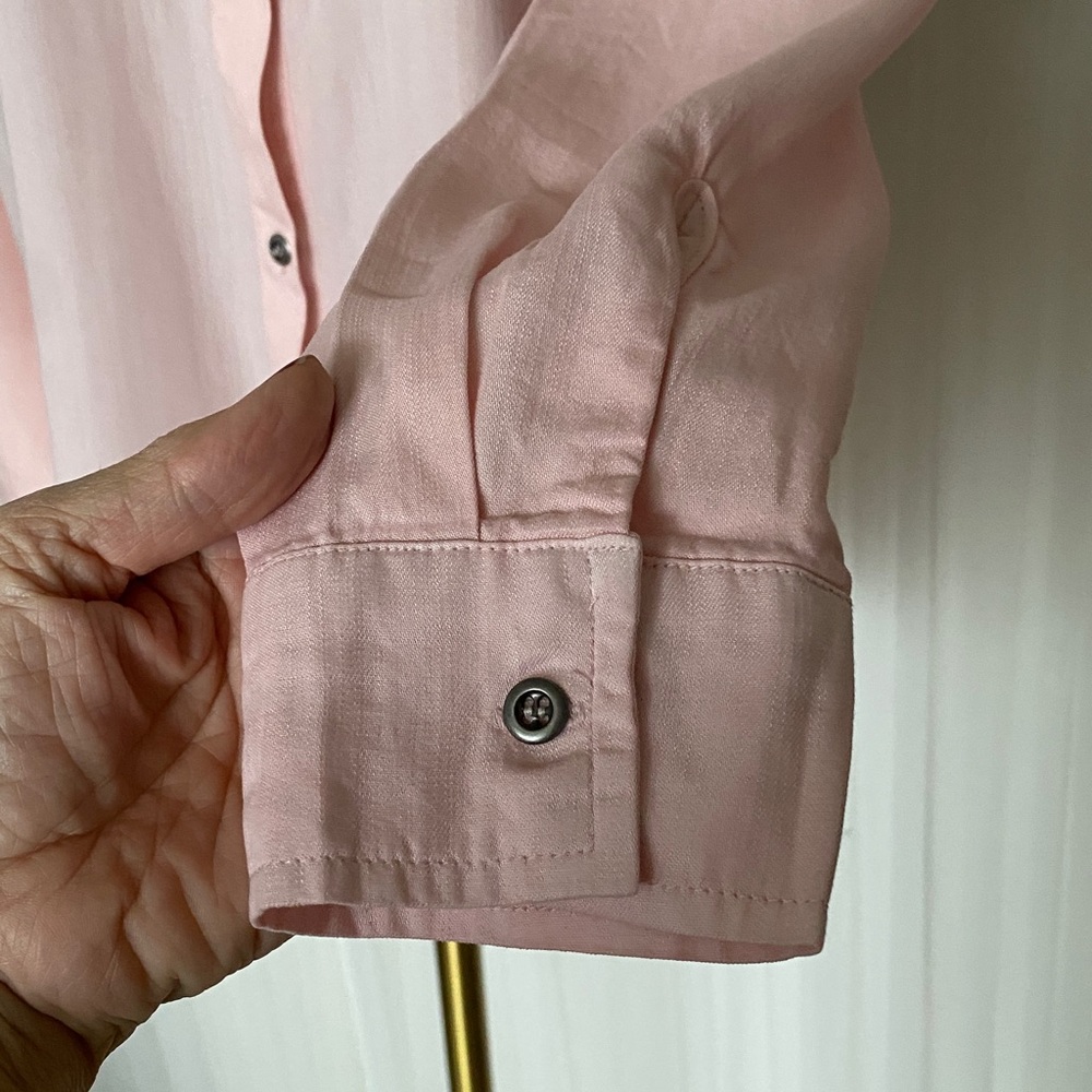 Billy T Lyocell/CottonEmbroidered Pink Women's Button up Frey Hem Boho - Picture 10 of 17